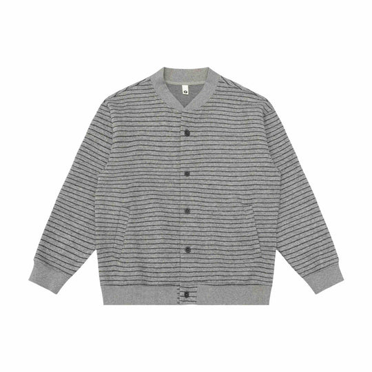 Herren Gestreifte Strick-Cardigan-Jacke mit V‑Ausschnitt und gerippten Bündchen Nord Taschen