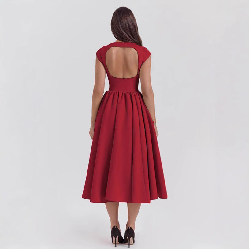 Damen Midi-Kleid mit elegantem A-Linien Schnitt und schickem Quadrat-Ausschnitt