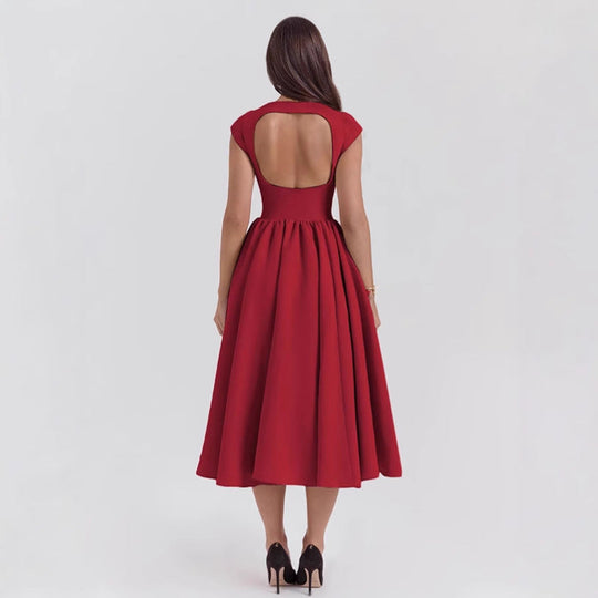 Damen Midi-Kleid mit elegantem A-Linien Schnitt und schickem Quadrat-Ausschnitt