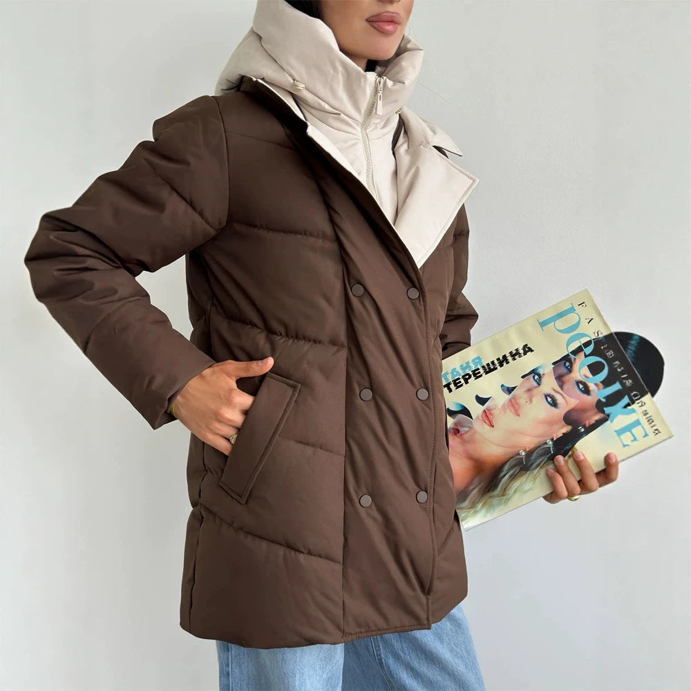 Damen wattierte Doppelreiher-Parka mit abnehmbarer gesteppter Innenweste Nord Taschen