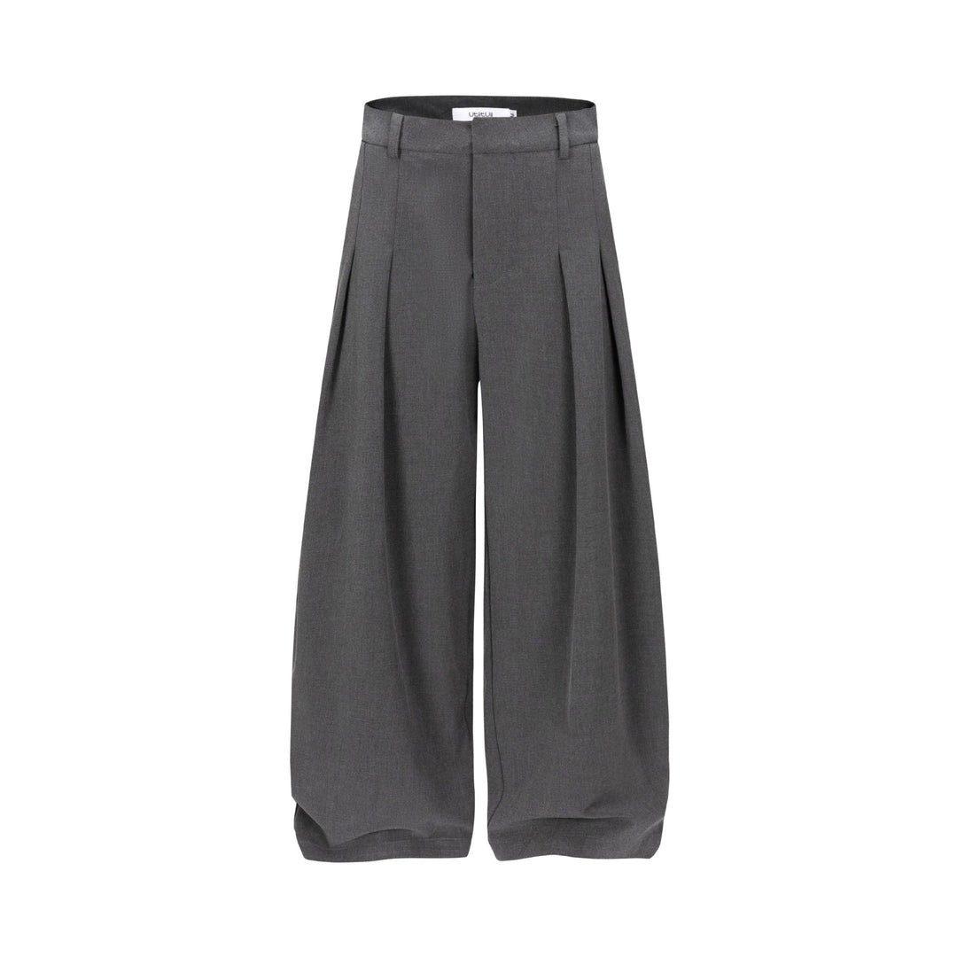 Damen Hochtaillierte weite Plissee-Hose mit Bügelfalte und Gürtelschlaufen Nord Taschen