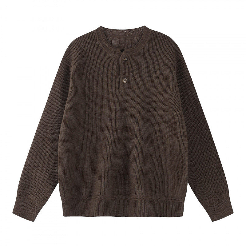 Unisex Boxy-Strickpullover mit Henley-Ausschnitt und strukturierter Waffelstrickoptik Nord Taschen