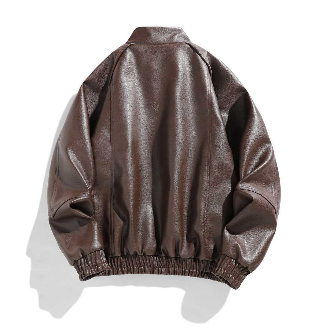 Herren urbane Kunstleder-Bomberjacke mit hohem Stehkragen und tailliertem Rippbund Nord Taschen