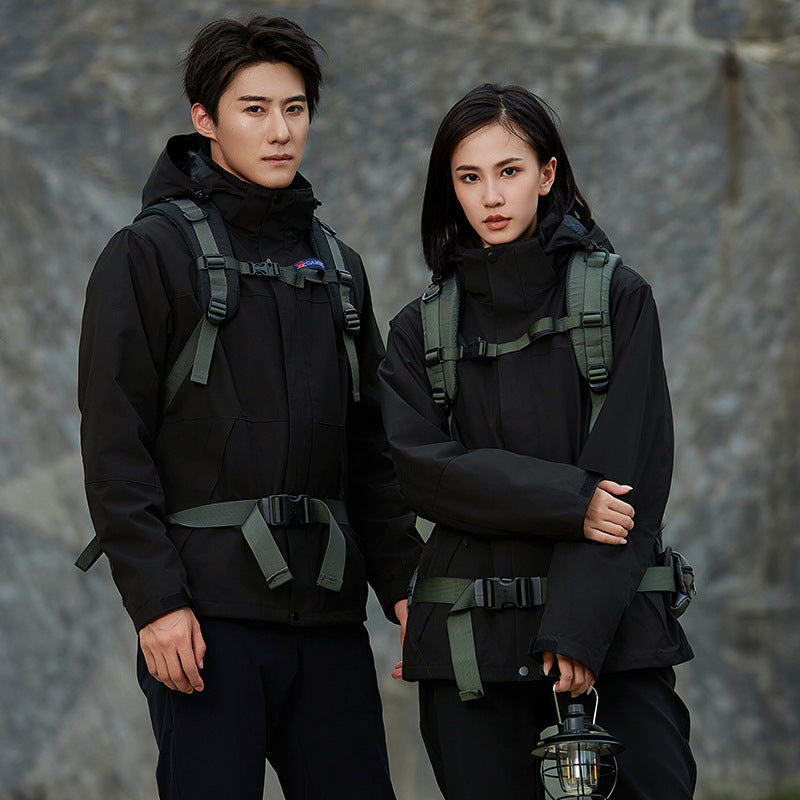 Unisex zweilagige wasserabweisende Outdoorjacke mit Kapuze und Colorblock-Design Nord Taschen