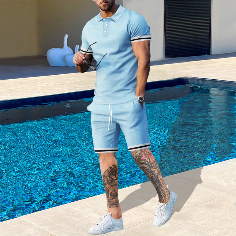 Herren Poloshirt und Shorts-Set mit sportlichen Akzenten