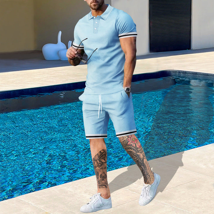 Herren Poloshirt und Shorts-Set mit sportlichen Akzenten