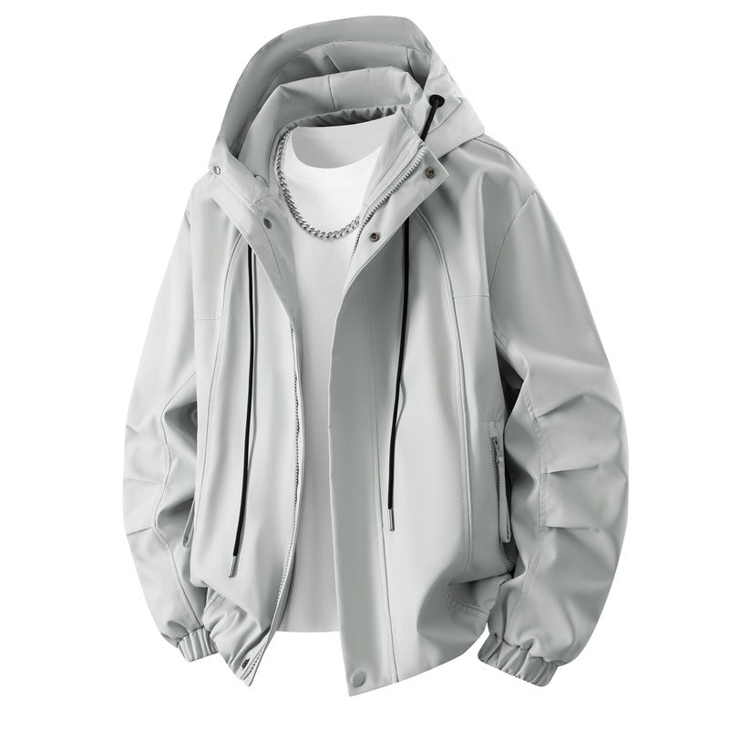 Herren Minimalistische Tech-Kapuzenjacke mit mattierter Oberfläche, Kordelzug & verdeckten Reißverschlusstaschen Nord Taschen