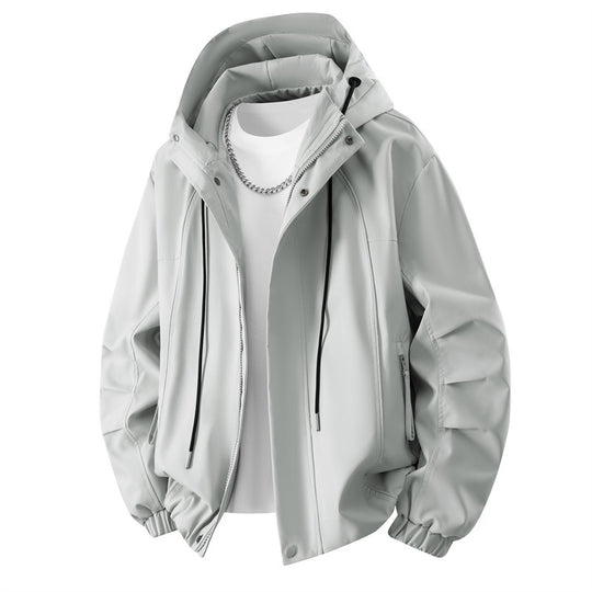 Herren Minimalistische Tech-Kapuzenjacke mit mattierter Oberfläche, Kordelzug & verdeckten Reißverschlusstaschen Nord Taschen