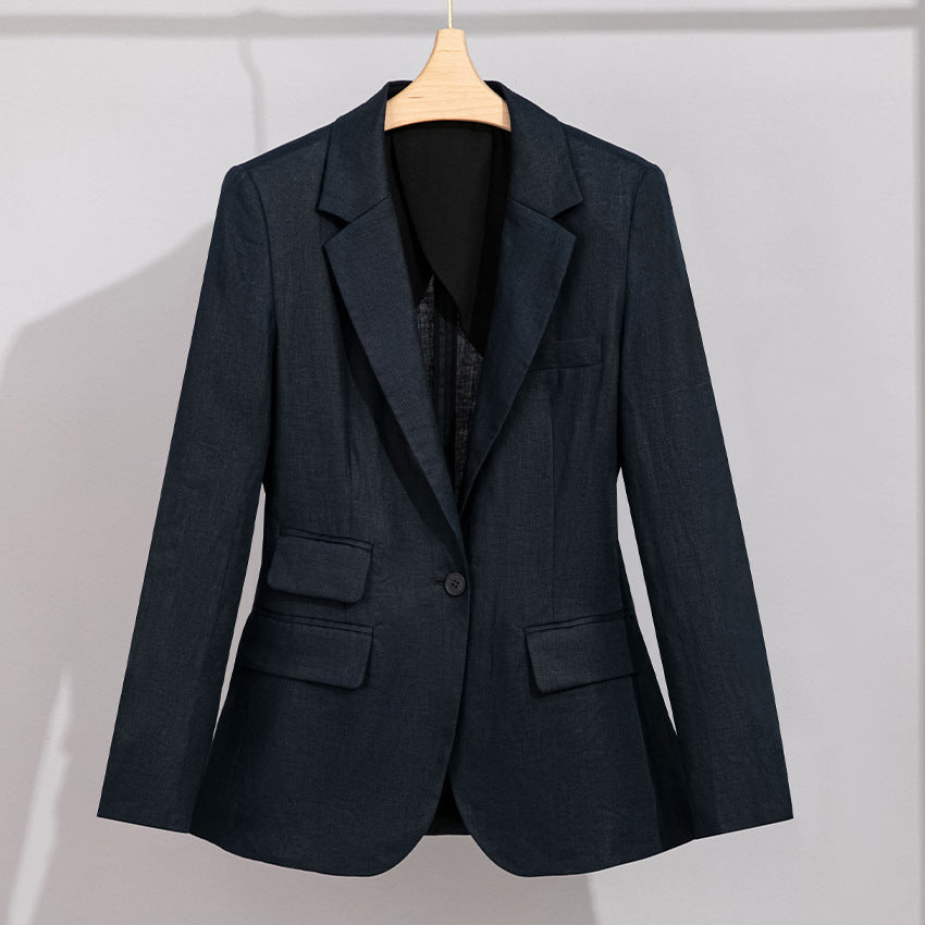 Damen Sommerlicher Leinen‑Mix Blazer mit taillierter Silhouette und Pattentaschen Nord Taschen