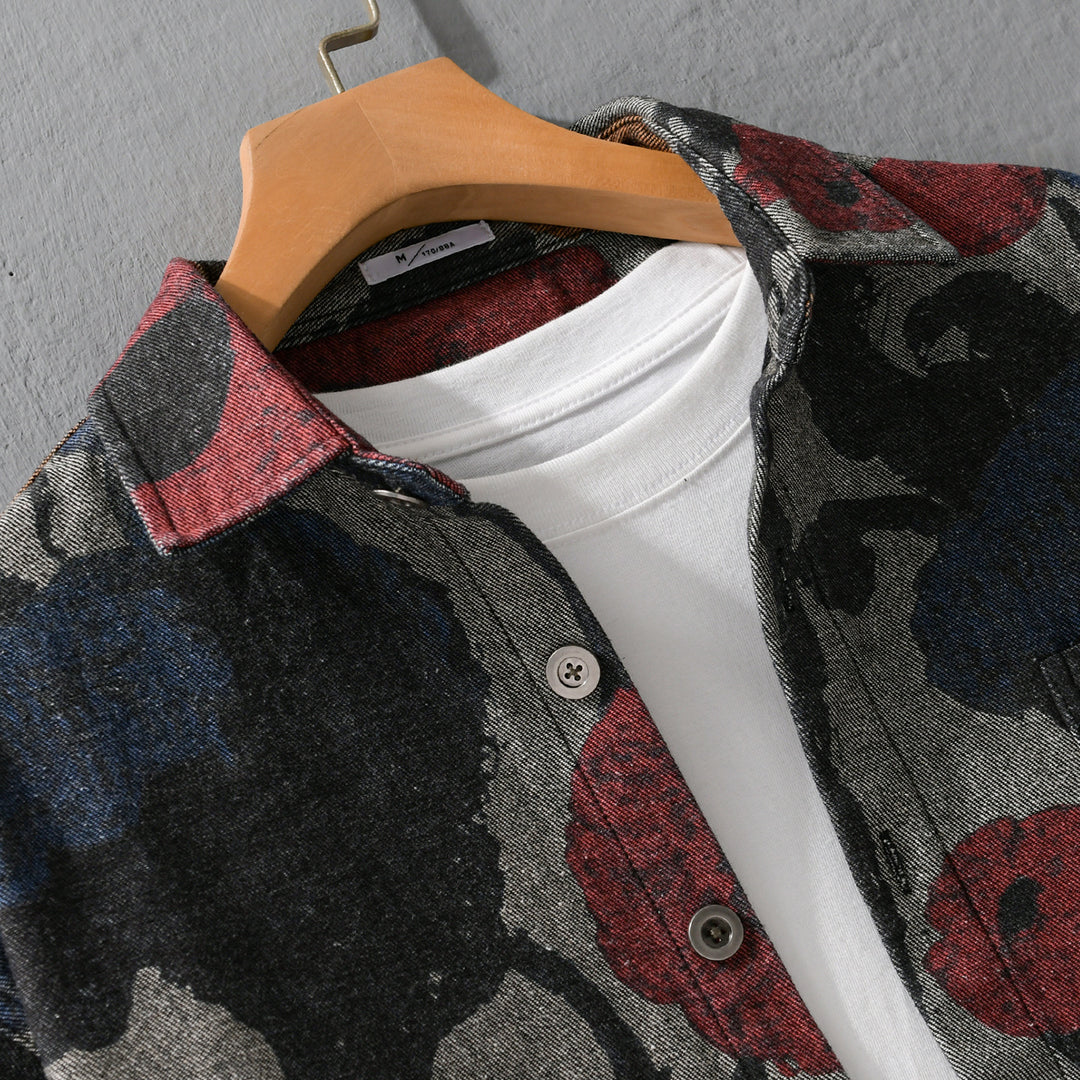Herren Overshirt aus Flanell mit großfloraler Jacquard-Struktur Nord Taschen