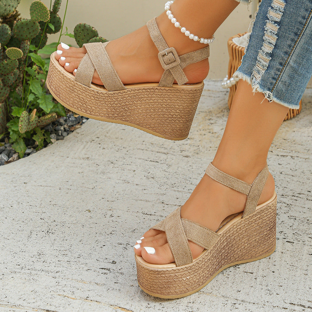 Damen elegante Plateau-Sandalen mit verstellbarem Riemen und komfortablem Fußbett