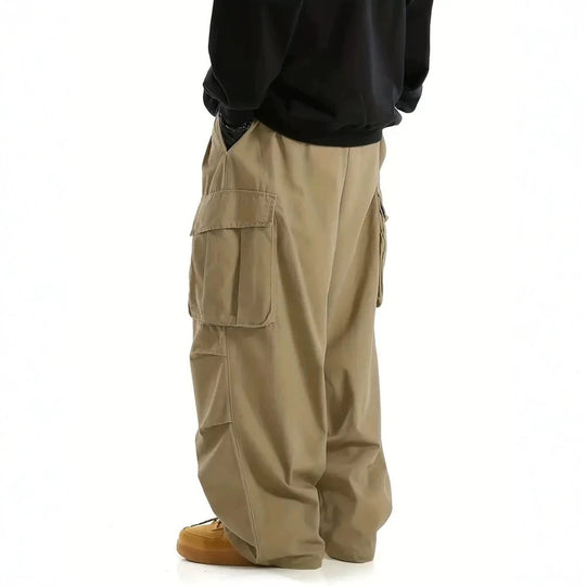 Herren Weite Baggy-Utility-Cargohose mit Multifachtaschen und tiefem Schritt Nord Taschen