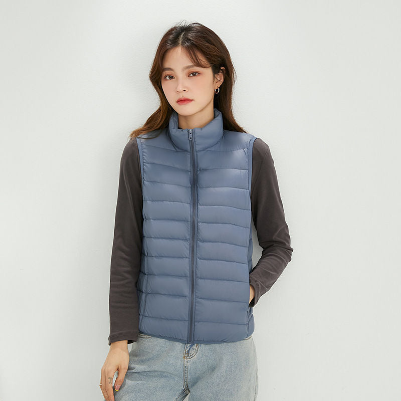 Damen Ultraleichte gesteppte Stehkragen‑Weste mit taillierter Business‑Silhouette Nord Taschen