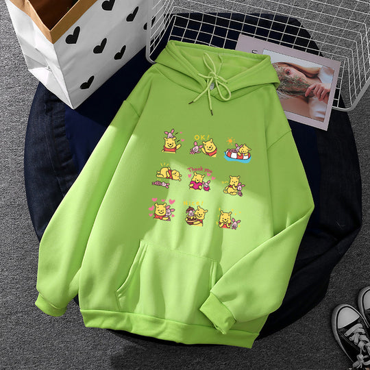 Damen nan Kapuzenpullover mit mehrfachem Comic-Emote-Print, oversized Schnitt und weichem Innenfutter Nord Taschen