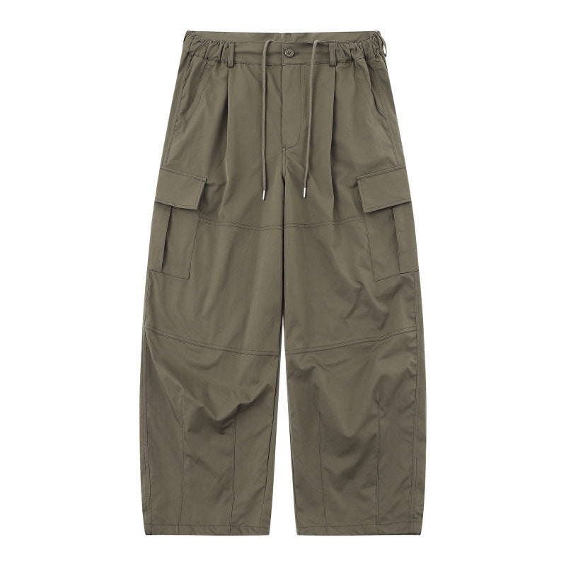 Herren Locker geschnittene Cargo-Hose mit hohem Bund, Kordelzug und aufgesetzten Klappentaschen Nord Taschen