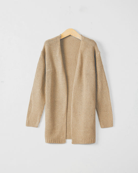 Damen Longline Strickcardigan ohne Verschluss mit offener Front und feiner Rippkante Nord Taschen