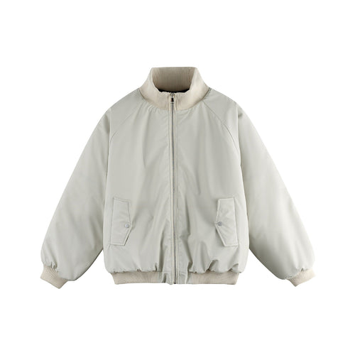 Damen Oversize Bomberjacke Nord Taschen mit Stehkragen, wattierter Fütterung und Pattentaschen