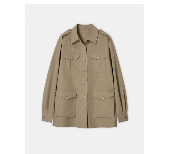 Damen Modische Utility-Jacke mit Taschen Nord Taschen