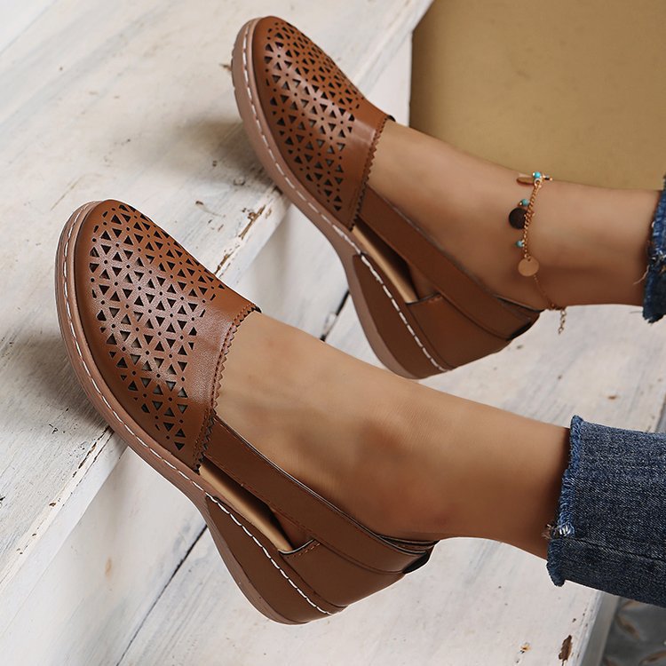 Damen Atmungsaktive Ballerinas mit modischem Lochmuster
