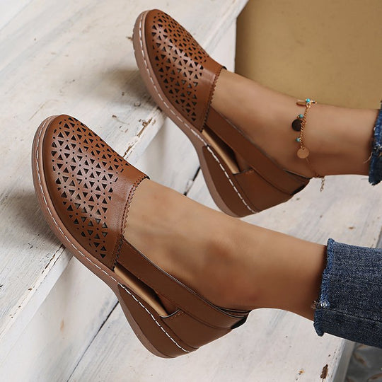 Damen Atmungsaktive Ballerinas mit modischem Lochmuster