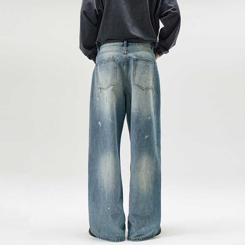Herren Weite Vintage-Denim-Jeans im Painter-Look mit tiefem Schritt und geradem Saum Nord Taschen