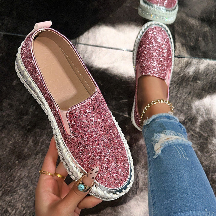 Damen Slip-On Glitzer Sneakers