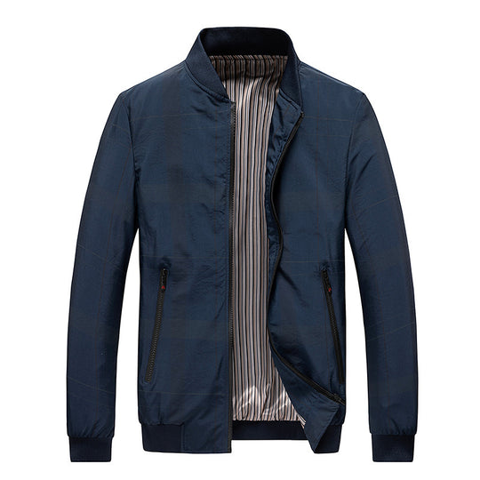 Herren leichter Nylon‑Bomberjacke mit gestreiftem Innenfutter, Reißverschluss‑Taschen und gerippten Abschlüssen Nord Taschen