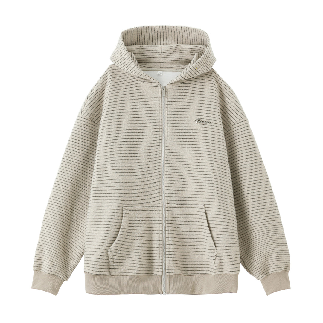 Unisex Oversize Kapuzenjacke mit durchgehendem Reißverschluss, feiner Streifenstruktur und Kängurutasche Nord Taschen