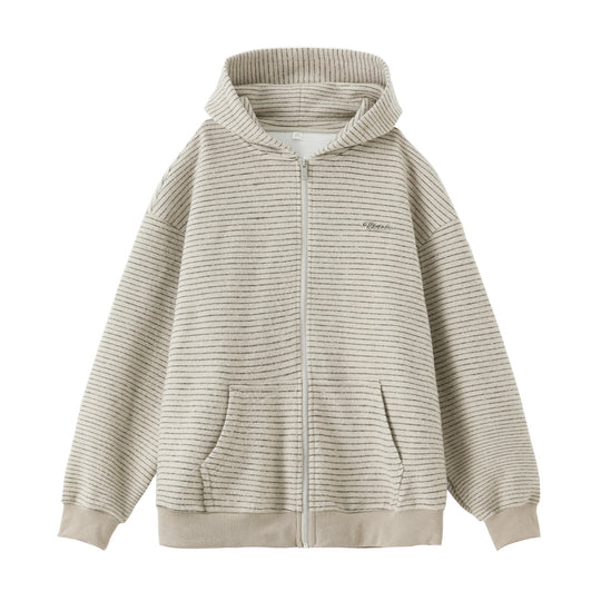 Unisex Oversize Kapuzenjacke mit durchgehendem Reißverschluss, feiner Streifenstruktur und Kängurutasche Nord Taschen