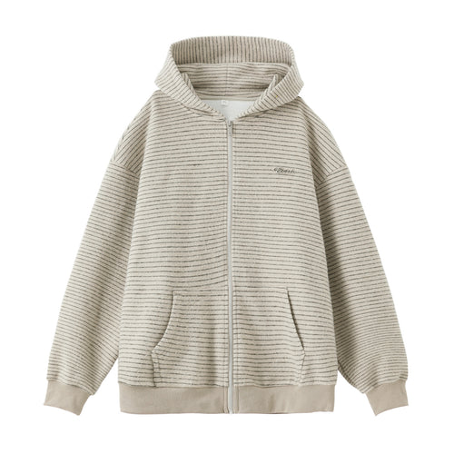 Unisex Oversize Kapuzenjacke mit durchgehendem Reißverschluss, feiner Streifenstruktur und Kängurutasche Nord Taschen