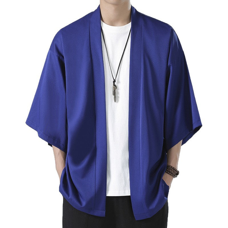 Herren kimonoartige Kurzjacke im Oversize-Stil mit offenem Schnitt und weichem Fall Nord Taschen