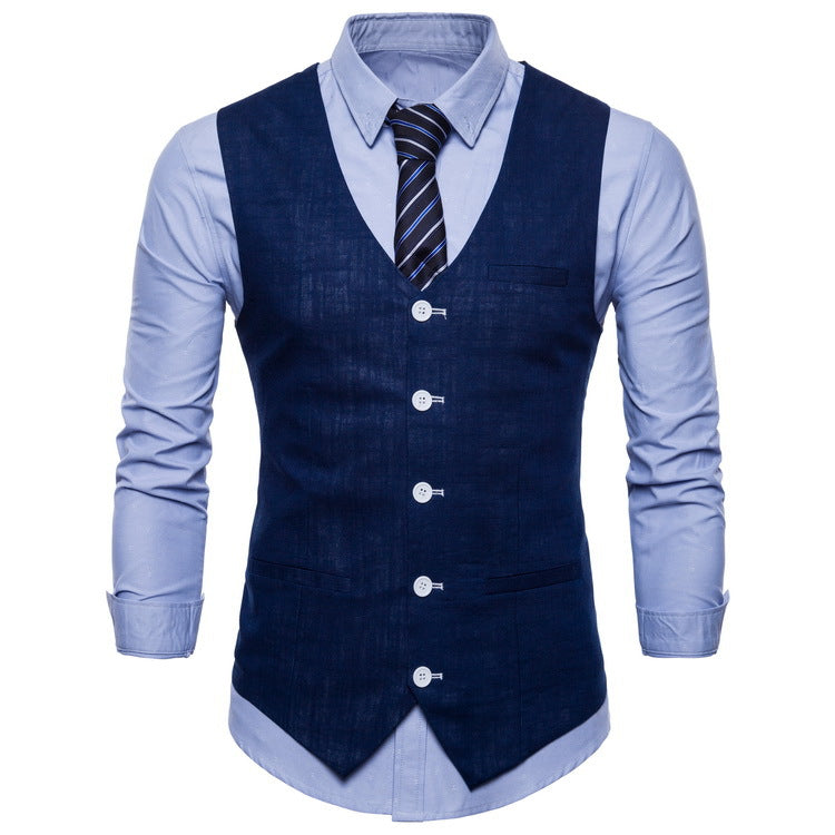 Herren elegante Anzugweste mit praktischen Taschen und detailliertem Design