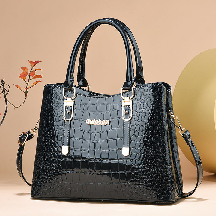 Damen elegante Handtasche mit schimmernder Krokodilprägung und vielseitigem Tragesystem Nord Taschen