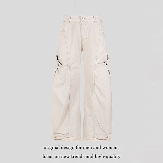 Damen Weite Cargo-Palazzo-Hose mit hohem Bund, großen Klappentaschen und verstellbarem Saum Nord Taschen