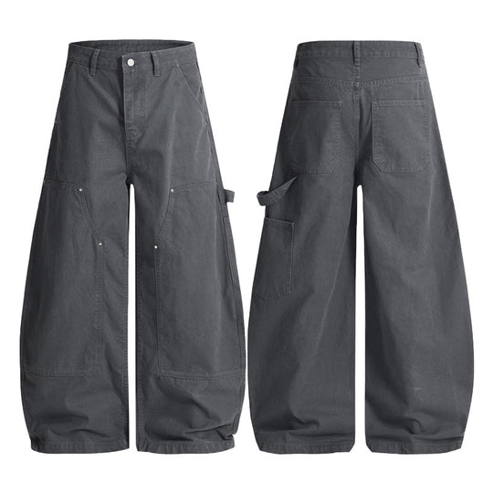 Herren Ultraweite Workwear-Palazzohose aus robustem Baumwoll-Twill mit Kniepaneelen und Werkzeugschlaufe Nord Taschen
