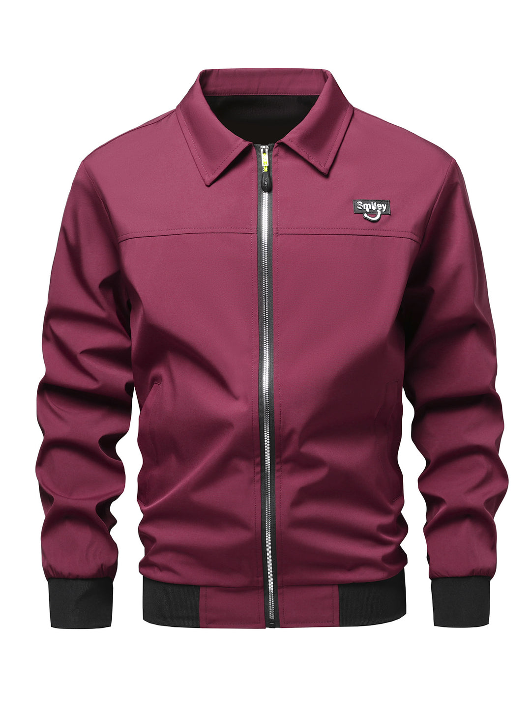 Herren Collar-Zip-Blouson aus Softshell mit gerippten Bündchen & Smiley-Patch Nord Taschen