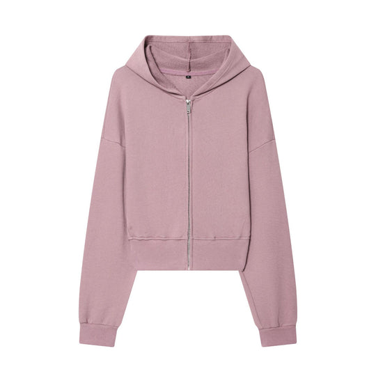 Damen 10+ Cropped Kapuzenjacke mit durchgehendem Reißverschluss und überschnittener Schulter Nord Taschen