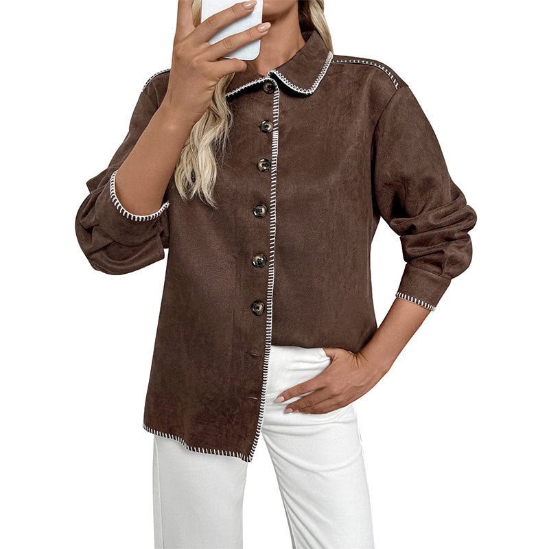 Damen Elegantes Overshirt aus Velourslederimitat Nord Taschen