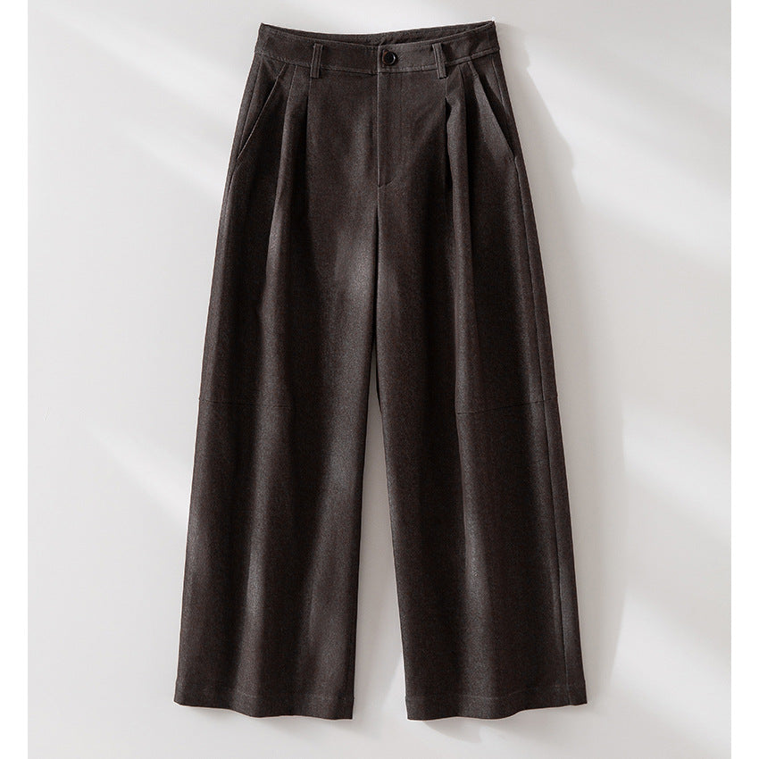 Damen Weite Faltenhose mit hoher Taille und Cropped-Schnitt Nord Taschen