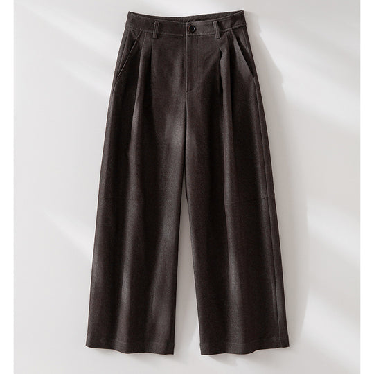 Damen Weite Faltenhose mit hoher Taille und Cropped-Schnitt Nord Taschen