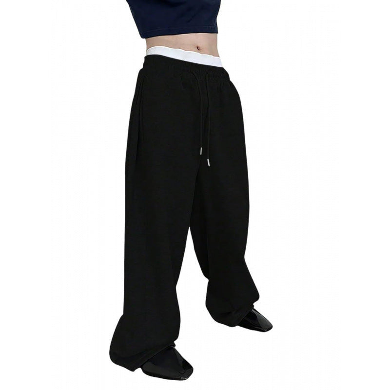Damen weite Oversize Jogginghose mit tiefem Schritt, elastischem Bund und Kordelzug Nord Taschen