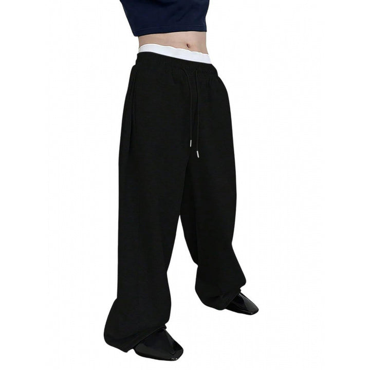Damen weite Oversize Jogginghose mit tiefem Schritt, elastischem Bund und Kordelzug Nord Taschen