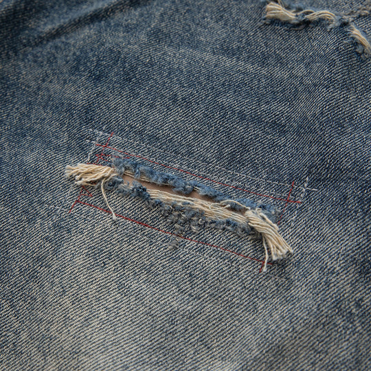 Damen Locker geschnittene Vintage-Denim-Jeans mit ausgefransten Details und verkürztem Bein Nord Taschen