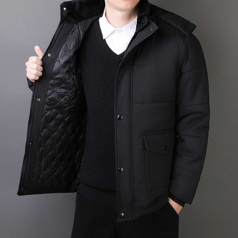 Herren Kurz geschnittene gesteppte Thermo-Steppjacke mit gesteppter Innenfütterung und Kunstfellkragen Nord Taschen