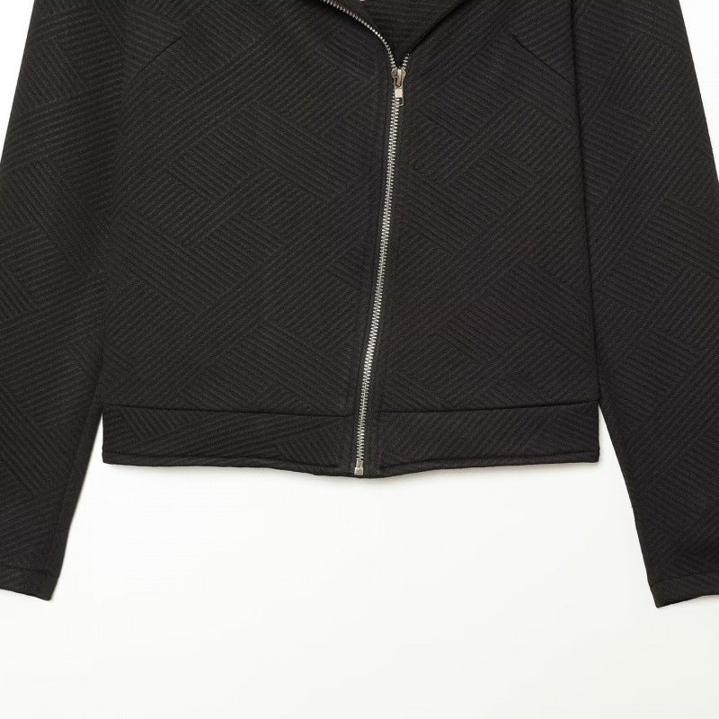 Damen Strukturierter Bikerblazer mit asymmetrischem Reißverschluss und silbernen Details Nord Taschen