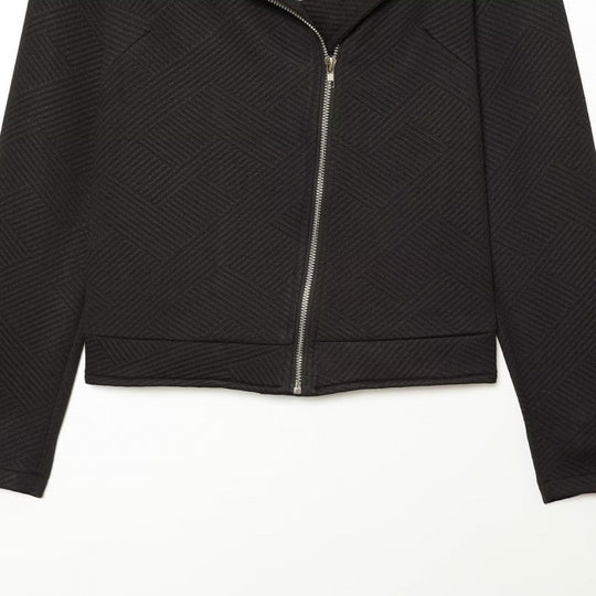 Damen Strukturierter Bikerblazer mit asymmetrischem Reißverschluss und silbernen Details Nord Taschen