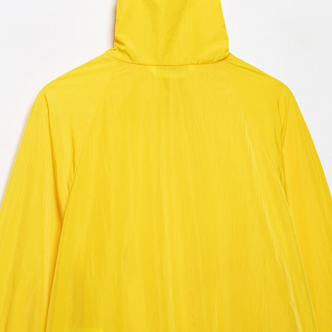 Damen Leichte Oversize Windjacke mit hohem Stehkragen, Knopfleiste und Kordelzug Nord Taschen