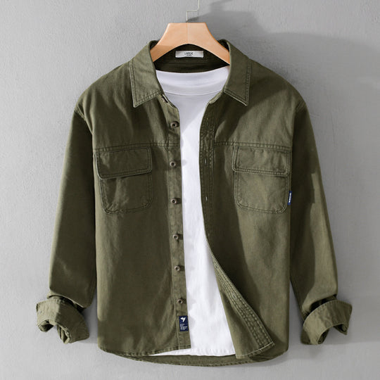 Herren Overshirt-Jacke aus Baumwoll-Twill mit aufgesetzten Brusttaschen und Knopfleiste Nord Taschen