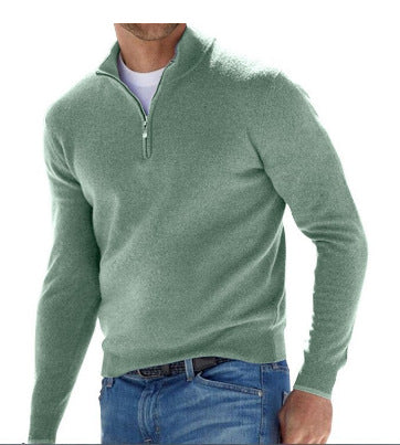 Herren Feiner Strickpullover mit kurzem Reißverschluss und Troyerkragen Nord Taschen
