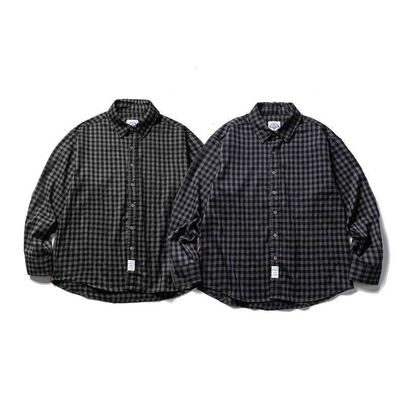 Unisex Oversize-Karo-Flanellhemd mit Hemdkragen, Button-Front und abgerundetem Saum Nord Taschen